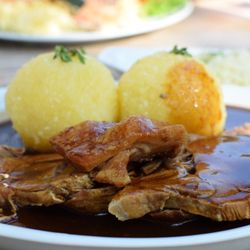 Wirtshaus Valley's - Pork roast with potato dumplings. Best pork roast Ive ever had