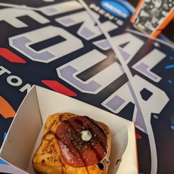 NRG Park - Strawberry cheesecake blowtorch dessert at Final Four Hospitality Lounge in NRG Park.