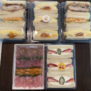 momo sando & omakase - Fruit sando, mix sando (egg, shrimp tonkatsu), egg sando (x2), and A5 wagyu, toro, uni, caviar special box - Japanese Near Me - San Diego, California
