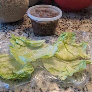 Lee's Kitchen - Four leaves of lettuce for a pint container of filling. Iceberg lettuce is 89 cents. You think you could spring for more - Chinese Near Me - Franklin, Massachusetts
