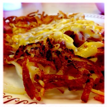 Waffle House - Chopped, chunked, covered and a side of smothered Hash Browns at Waffle House - Breakfast & Brunch Near Me - Fort Collins, Colorado