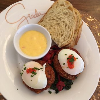 GIADA - Salmon Cake Benedict. My friend said it was "too fishy" but I told her, "The fishier the better!" By the way, not fishy at all. - Italian Near Me - Las Vegas, Nevada GIADA - Salmon Cake Benedict. My friend said it was "too fishy" but I told her, "The fishier the better!" By the way, not fishy at all. - Italian Near Me - Las Vegas, Nevada