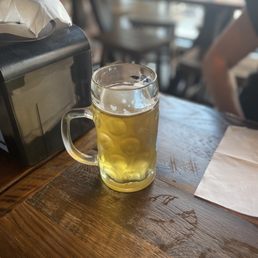 a mug of beer on a table a mug of beer on a table