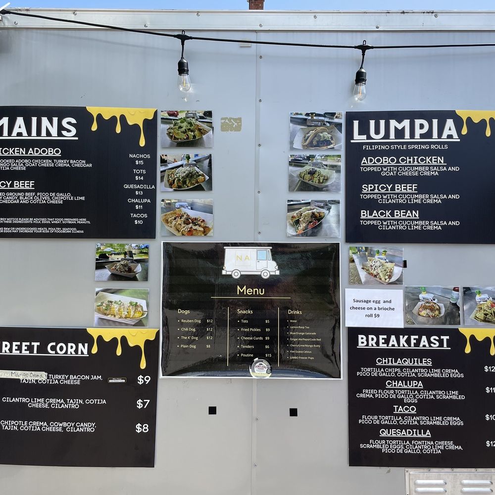 Nacho Average - Menu as of 8/22/23, they have daily specials and serve breakfast all day! - Food Trucks Near Me - Conway, New Hampshire