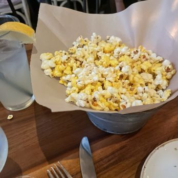 Moonshine Grill - free popcorn at table - Southern Near Me - Austin, Texas