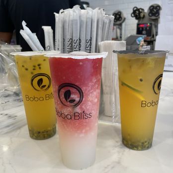 Boba Bliss - Watermelon lychee $6.50 and passion fruit green tea. - Bubble Tea Near Me - Dublin, California Boba Bliss - Watermelon lychee $6.50 and passion fruit green tea. - Bubble Tea Near Me - Dublin, California