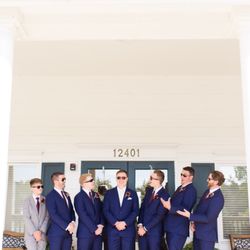 A.Mina Fine Clothier & Tailors - Mina's did a great job on our wedding order. We had the sharpest french blue suits. Credit: Danielle Harris Photography