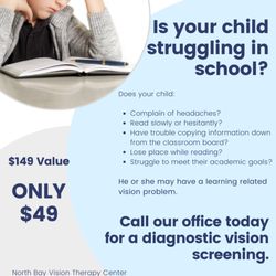 North Bay Optometric Vision Center - NBVC is pleased to offer a new service: Vision Screenings for children!
Please see the poster above for more information. Call today!