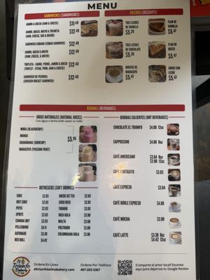 Menu photo 1 El Triunfo Bakery and Cafe Orlando, FL