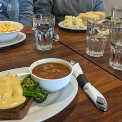 Grammy’s Place - Daily special + minestrone, Mac & cheese + potato salad, eggs Benny, turkey brie + potato salad
