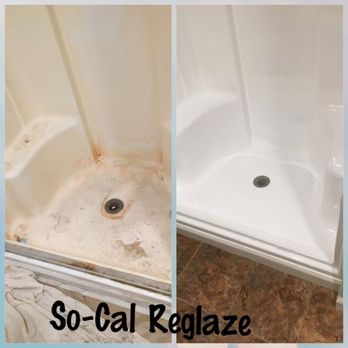So-Cal Reglaze - Stand up shower 
Before and after - Refinishing Services Near Me - Riverside, California