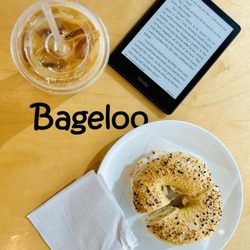 Bageloo - Everything Bagel with Lox Cream Cheese. Lavender Honey Latte