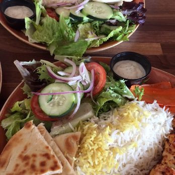 Luna Grill Oxnard - Chicken kebab with grilled sirloin entree and a chicken kebab entrée...perfection - Mediterranean Near Me - Oxnard, California