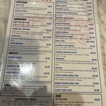 Superhero Chefs - Menu - New American Near Me - Tuscumbia, Alabama