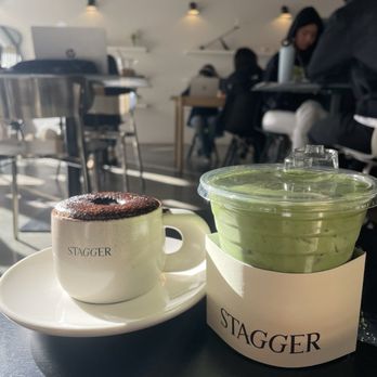 Stagger Coffee - Donut latte and Double matcha latte - Coffee & Tea Near Me - Los Angeles, California