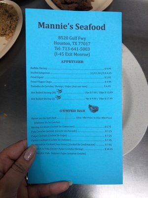 Menu photo 2 Mannie's Seafood Houston, TX