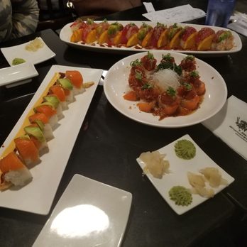 Sashimi - Amazing roll(top), sunrise roll(right), rainbow roll(left) - Japanese Near Me - Lake Forest, California Sashimi - Amazing roll(top), sunrise roll(right), rainbow roll(left) - Japanese Near Me - Lake Forest, California