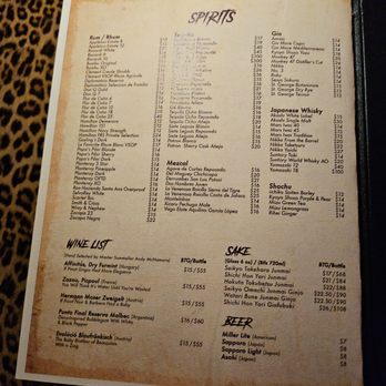 Roka Hula - Menu 4/4 - Beer, Wine & Spirits Near Me - Orlando, Florida