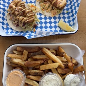 Salty Blue Fish & Chips - Dos Shrimp Tacos and fries - Seafood Near Me - Renton, Washington Salty Blue Fish & Chips - Dos Shrimp Tacos and fries - Seafood Near Me - Renton, Washington