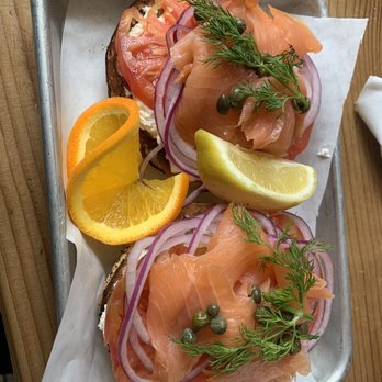 Toasted - Lox and cream cheese bagel - Breakfast & Brunch Near Me - Manitou Springs, Colorado Toasted - Lox and cream cheese bagel - Breakfast & Brunch Near Me - Manitou Springs, Colorado