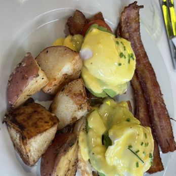 Lemon Tree Cafe - Traditional eggs Benedict with a side of the most amazing bacon I've ever had. Red potatoes were perfectly cooked. - Breakfast & Brunch Near Me - Rancho Cucamonga, California Lemon Tree Cafe - Traditional eggs Benedict with a side of the most amazing bacon I've ever had. Red potatoes were perfectly cooked. - Breakfast & Brunch Near Me - Rancho Cucamonga, California