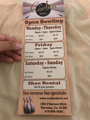 Menu photo 4 Corbin Bowl Tarzana, CA