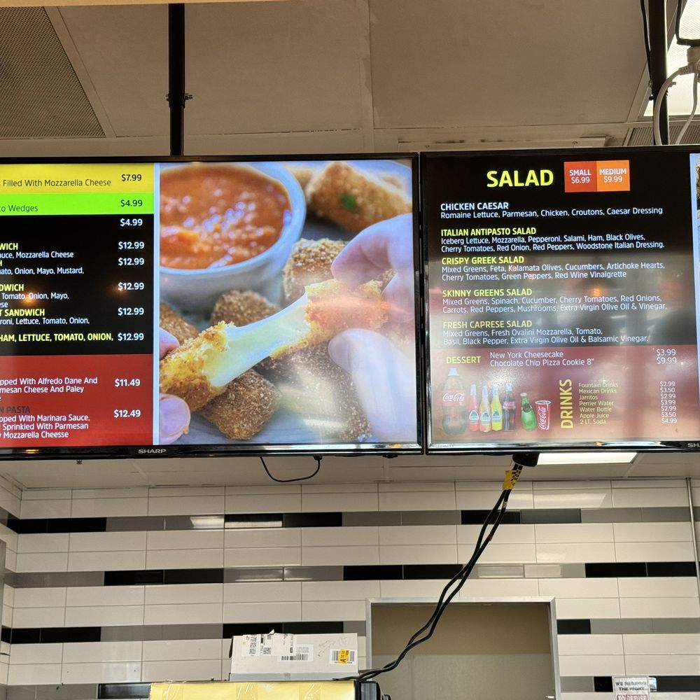 Ontario Pizza - menus on a large screen in a restaurant - Pizza Near Me - Ontario, California Ontario Pizza - menus on a large screen in a restaurant - Pizza Near Me - Ontario, California