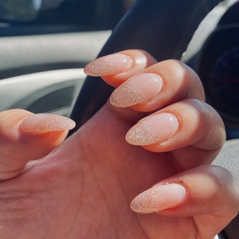 Modish Nail Spa - Glitter French almond - Nail Salons Near Me - Conshohocken, Pennsylvania
