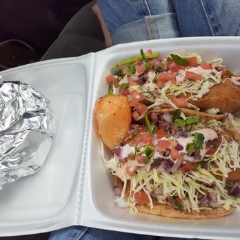 Mariscos El Bigoton - Fish tacos with everything on it. - Seafood Near Me - Riverside, California Mariscos El Bigoton - Fish tacos with everything on it. - Seafood Near Me - Riverside, California