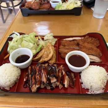 I Luv Teriyaki - Chicken teriyaki + Chicken katsu bento (gyoza added) - Japanese Near Me - North Bend, Washington