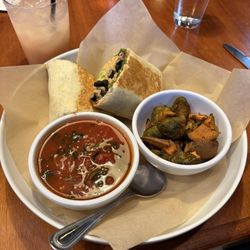 Labyrinth Press Company - Havana Shakedown (Burrito, Bowl, or Salad) Roasted Veggies, and the Tomato Of The Moment soup.