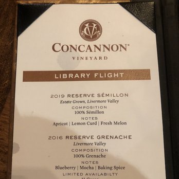 Concannon Vineyard - Menus - Wine Tasting Room Near Me - Livermore, California