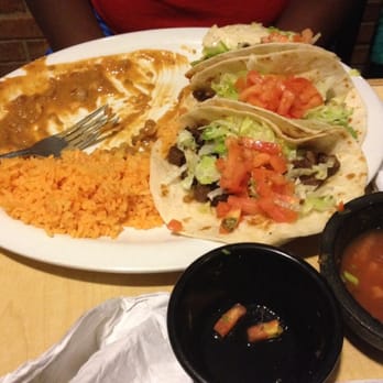 La Hacienda - Steak Taco Dinner with rice and pinto beans. - Mexican Near Me - Madison, Wisconsin