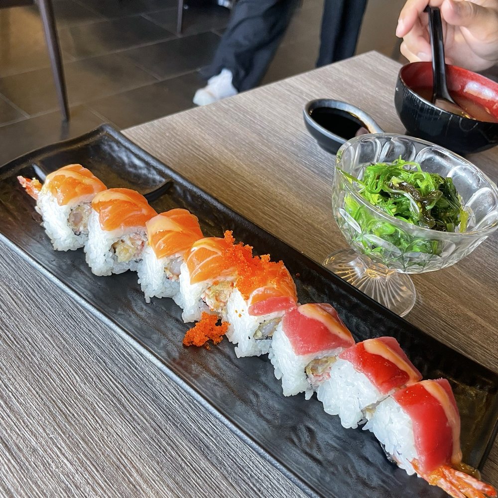 Sushi Tsunami - titanic roll and seaweed salad - Sushi Bars Near Me - Pleasant Hill, California Sushi Tsunami - titanic roll and seaweed salad - Sushi Bars Near Me - Pleasant Hill, California