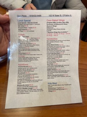 Menu photo 1 Gia's Pizza O Fallon, IL