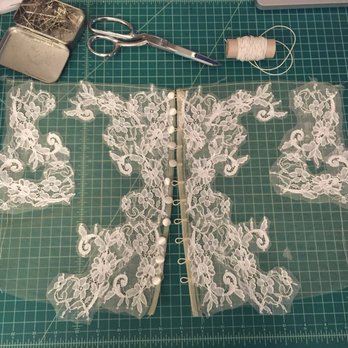 Betsy Wise Bridal - Work in progress. Lace illusion back detail on a custom made gown. - Sewing & Alterations Near Me