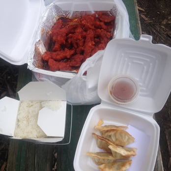 Asia Cuisine - An order of General Tso's Chicken, and Gyoga (dumplings) - Chinese Near Me - Ithaca, New York Asia Cuisine - An order of General Tso's Chicken, and Gyoga (dumplings) - Chinese Near Me - Ithaca, New York