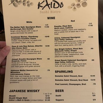 Kaido Sushi - Wine Menu - Sushi Bars Near Me - Arlington Heights, Illinois Kaido Sushi - Wine Menu - Sushi Bars Near Me - Arlington Heights, Illinois