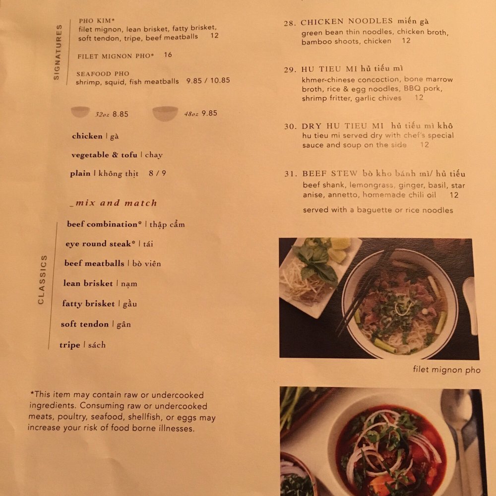 Kim's Pho Kitchen + Bar - Pho menu - Vietnamese Near Me - Fairfax, Virginia Kim's Pho Kitchen + Bar - Pho menu - Vietnamese Near Me - Fairfax, Virginia