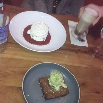Zeugma Mediterranean Grill - Z dessert raspberry and labneh and brownie with pistachio ice cream on top - Mediterranean Near Me - Montclair, New Jersey Zeugma Mediterranean Grill - Z dessert raspberry and labneh and brownie with pistachio ice cream on top - Mediterranean Near Me - Montclair, New Jersey