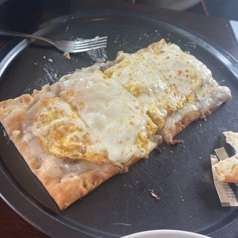 Alpine Cafe - Breakfast pizza is now a breakfast cracker... it's not thin crust, more like a matzah - Juice Bars & Smoothies Near Me - Helen, Georgia