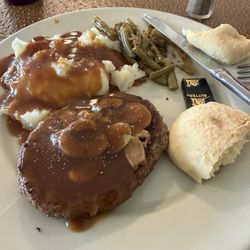 The Salty Heifer Cafe - Mushroom burger with gravy. And the rest