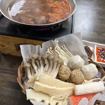 Solo Hot Pot - Mushrooms, fishballs, bamboo shoots, Original Dashi Hot Pot, imitation crab - Asian Fusion Near Me - Diamond Bar, California Solo Hot Pot - Mushrooms, fishballs, bamboo shoots, Original Dashi Hot Pot, imitation crab - Asian Fusion Near Me - Diamond Bar, California