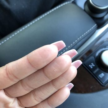 Angelina Nails Spa - Left over gel strings hanging off - Nail Salons Near Me - Holmdel, New Jersey