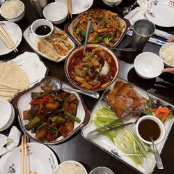 Asian Chili Spot - Beijing Duck, spicy fish, Potato with Green Pepper and Eggplant, Fried Pork Dumplings