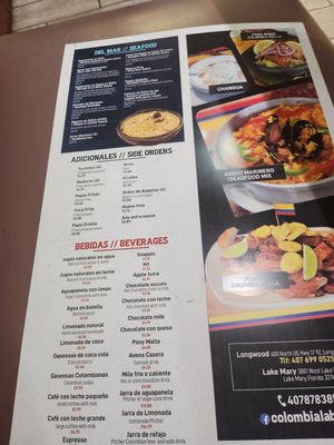 Menu photo 3 Colombia La Bella Longwood, FL
