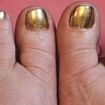 Hush Beauty Bar - Gold chrome with white gel underneath - Nail Salons Near Me - Encino, California Hush Beauty Bar - Gold chrome with white gel underneath - Nail Salons Near Me - Encino, California