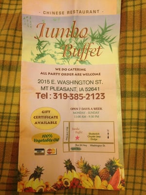 Menu photo 2 Jumbo Buffet Mount Pleasant, IA