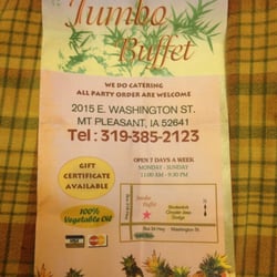 Jumbo Buffet - Menu cover