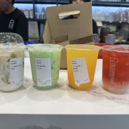 Left to Right: Chè Thái, The Wendy, Peachy Mango, Lychee Dragon Fruit Left to Right: Chè Thái, The Wendy, Peachy Mango, Lychee Dragon Fruit